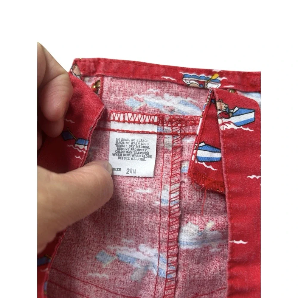 OshKosh B'gosh Vintage Nautical Sailor‎ Bear Bubble One-Piece Red 24 Mos 90s USA